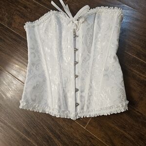 White Brocade Corset Top & G-String